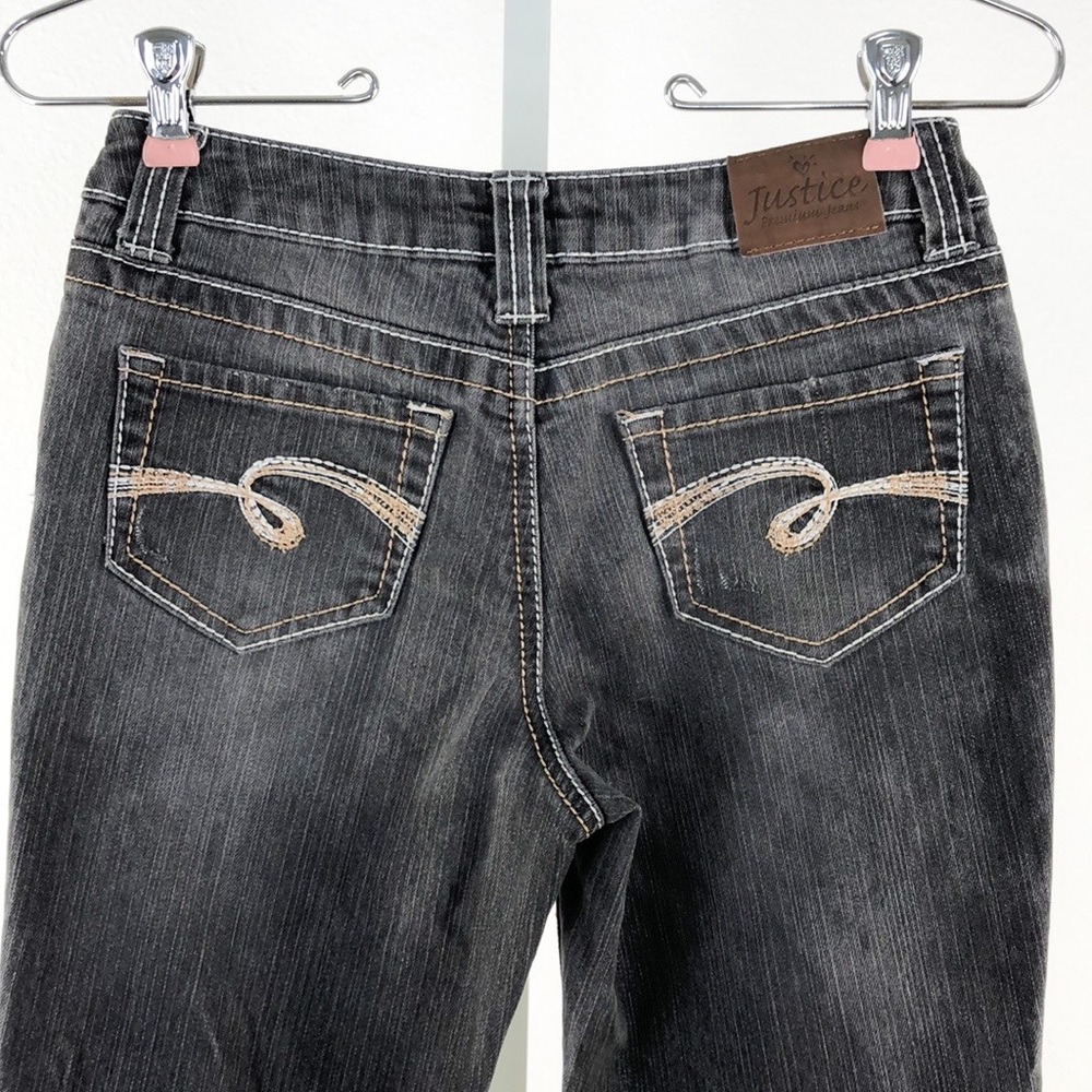 Justice Faded Black Straight Leg Jeans, 12 R - Picture 3 of 8